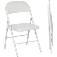 HOMCOM Klappstuhl Campingstuhl mit Gepolsteter Rückenlehne, Klappbar Bürostuhl mit Stahlrahmen, Küchenstuhl mit Polster bis 120 kg belastbar für Gäste, Büro, Camping, Weiß Aosom
