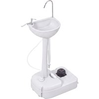 Outsunny Portable Outdoor Sink with Soap Dispenser, Towel Holder, HDPE Construction, White Aosom UK