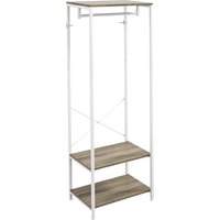 HOMCOM Hallway Coat Rack and Shoe Bench Tree - Grey Aosom UK