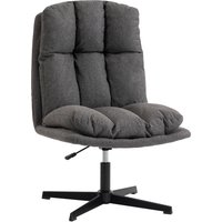 HOMCOM Sessel Drehbarer, Höhenverstellbarer Loungesessel mit breitem Sitz für Wohnzimmer, Gepolsterter Polsterstuhl mit Metallbeinen, Schneidersitz Lesesessel aus Leinenoptik, Dunkelgrau Aosom
