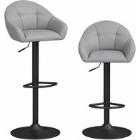 HOMCOM Bar Stools Adjustable Heights Breakfast Bar Stools Backrest Armrests Set of 2 with Rubber Ring Metal Base, Grey