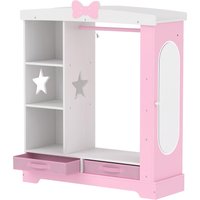 Wardrobe Lighted Mirror Clothes Rail Jewelry Cabinet Shelves Storage Boxes Bedroom Nursery