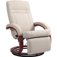 HOMCOM Swivel Recliner Chair with Extended Footrest, Manual Reclining Armchair with Wood Base for Living Room, Bedroom, Beige Aosom UK