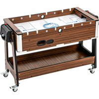 SPORTNOW 3 in 1 Multi Game Table, 3.4ft Reversible Air Hockey Pool Football Games Table with Lockable Wheels, Storage Shelf