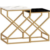 HOMCOM Set of Two Marble-Effect Nesting Tables