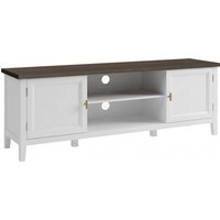 HOMCOM TV Stand for TVs up to 42 Inch, Farmhouse Entertainment Center with 2 Open Shelves, 2 Cabinets and Thick Top
