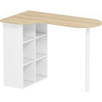 HOMCOM Unregelmäßiger Schreibtisch 100 x 59 cm, moderner Holztisch mit 6 Fächern, 4 verstellbaren Regalen und Stahlgestell, Arbeitsplatz für Schlafzimmer, kleine Räume, Eiche Aosom