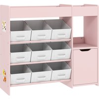 Aosom Deal Enjoy 26% Off AIYAPLAY Kids Toy Storage with 9 Bins Pink