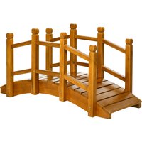 Outsunny Wooden Garden Bridge with Safety Railings, Arc Footbridge for Pond Backyard Stream, Brown | Aosom Ireland