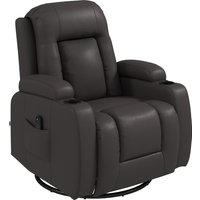 PU Leather Recliner Chair Recliner Armchair Extended Footrest Cup Holders Side Pockets Dark
