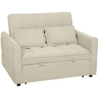 HOMCOM 2 Seater Sofa Bed, 3-in-1 Convertible Sleeper Sofa with Click-clack Adjustable Backrest and 2 Pillows, Light Brown