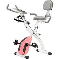 SPORTNOW 4-In-1 Folding Exercise Bike with Resistance Bands, Bluetooth App, 8-Level Magnetic Resistance, LCD Display, Pink | Aosom Ireland