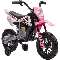 AIYAPLAY Kids Electric Motorcycle, 12V Ride On Motorbike with Training Wheels, Soft Start, Suspension, Music for 3–6 Years, Pink