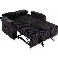 2 Seater Sofa Bed Pull Out Sleeper Sofa w Adjustable Backrest Storage Armrests Cup Holders Side Pockets