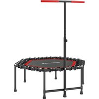 SPORTNOW Trampolim Fitness 114x114x132 cm com Guiador Ajustável em 3 Níveis Estrutura de Aço para Treino de Perna Corpo Vermelho Aosom Portugal