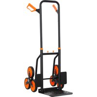 DURHAND Steel Climbing Stairs Trolley Hand Trucks 6-Wheels Foldable Load Cart 120kg, Orange | Aosom Ireland