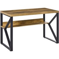 HOMCOM Modern Writing Desk, Computer Table for Home Office, PC Laptop Workstation with Storage Shelf, Wood Effect, Black/Brown Aosom UK