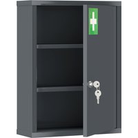 kleankin Medizinschrank, Apothekerschrank mit 3 Fächern, Medikamentenschrank, Abschließbarer Erste Hilfe Schrank mit 2 Schlüsseln, Stahl, Kohlegrau, 40 x 15 x 53,5 cm Aosom