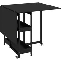 HOMCOM Esstisch Klappbar Küchentisch für 2-4 Personen mit 2 Offenen Ablagen, Esszimmertisch Klapptisch mit Rollen für Kleine Räume, Esszimmer, Küche 133.4 x 80 x 75 cm Schwarz Aosom
