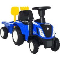 HOMCOM NEW HOLLAND Licensed Toddler Slider Car: Foot-to-Floor with Horn, Large Steering Wheel & Storage, for 12-36 Months, Azure Aosom UK