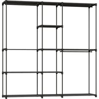 HOMCOM Portable Wardrobe, Open Clothes Wardrobe with 8 Shelves, 3 Hanging Rails, Black