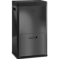HOMCOM Küchenabfalleimer 56L zur Mülltrennung aus Edelstahl 410 mit Rollen, Mülleimer Recycling mit 3 Fächern, Soft-Close, Breites Pedal, Geruchsneutralisierend, Schwarz Aosom