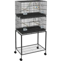 PawHut Double Stackable Bird Cage on Wheels w/ Stand, for Canaries | Aosom Ireland