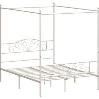 Canopy Bed Frame Double Metal Platform Bed Frame Headboard Footboard Underbed Storage