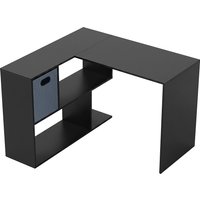 110 cm L Shaped Desk Small Computer Desk Fabric Drawer Storage Shelves Home Office Study