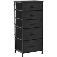 HOMCOM 5-Drawer Fabric Chest with Side Pockets and Hooks
