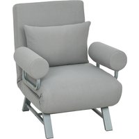 HOMCOM Single Sofa Bed, 3-in-1 Convertible Folding Chair Bed with Adjustable Backrest, Removable Armrests, Light Grey