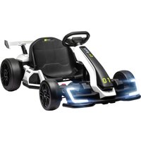 HOMCOM Go Kart Elettrico per Bambini 6-12 Anni 24V 12km/h con Seggiolino Regolabile su 3 livelli, Clacson e musica, Bianco Aosom Italy