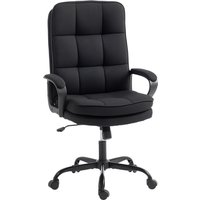 HOMCOM Double Padded Linen-Look Office Chair - Black