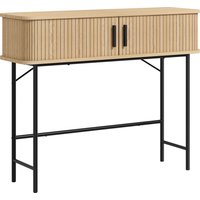 HOMCOM Console Table 2-Compartment Storage Hallway Table Steel Frame for Entryway Living Room 100 cm Oak Tone Black
