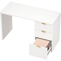 HOMCOM Computer Desk with 3 Drawers Reversible Home Office Desk 120 cm, White