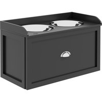 PawHut Elevated Dog Bowls in Stainless Steel, with 21L Food Storage Drawer, for Large Dogs and Cats, Black Aosom UK