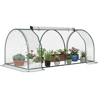 Outsunny Transparent Grow House: Steel-Framed Tunnel Greenhouse with PE Cover, 200 x 100 x 80 cm Aosom UK