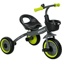 AIYAPLAY Kids Trike, Tricycle, with Adjustable Seat, Basket, Bell, for Ages 2-5 Years - Black