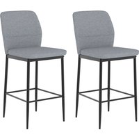 HOMCOM Modern Tall Chairs, Set of 2 Velvet Bar Stools with Footrest and Backrest, Kitchen & Living Room Stools, Grey