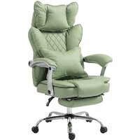 Executive Office Chair PU Big Tall Office Chair Wide Seat Reclining Lumbar Support Light Green