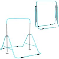 HOMCOM Kids Gymnastics Bar w/ Adjustable Height, Foldable Horizontal Bars, Green Aosom UK