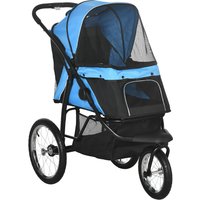 PawHut Pet Stroller Dog Pram Foldable Dog Pushchair Cat Travel Carriage w/ Adjustable Canopy, Wheels, for Medium Small Pets, Blue | Aosom Ireland