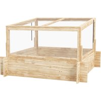 Outsunny Elevated Planter with Greenhouse: Wooden Box with Openable Top for Veggies, Flowers, and Herbs | Aosom Ireland