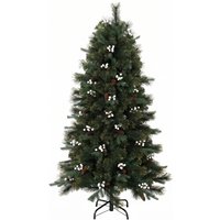 5ft Artificial Christmas Tree Fir Hinged Xmas Tree 490 Branch Tips Foldable Metal Stand Easy Assembly