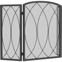 HOMCOM Kaminschutzgitter, 3-Teilige Faltbares Funkenschutz aus Metall Kaminschutz Funkenschutzgitter für Wohnzimmer, Schlafzimmer, 122 x 75 cm, Schwarz Aosom