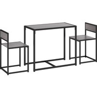HOMCOM Essgruppe Esstisch mit 2 Stühlen Platzsparend Esszimmergruppe Sitzgruppe Küchentisch-set für Esszimmer, Küche Grau Aosom