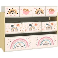 AIYAPLAY 3-Tier Kids Storage Unit with 9 Non-Woven Fabric Boxes for Toys, Books for Bedroom, Nursery, Yellow
