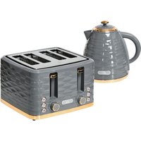 HOMCOM Kettle and Toaster Sets, 1600W 1.7L Rapid Boil Kettle & 4 Slice Toaster w/7 Browning Controls Defrost Reheat Crumb Tray Otter thermostat Grey | Aosom Ireland