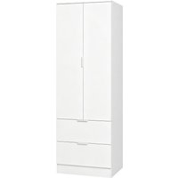 HOMCOM Kleiderschrank mit 2 Schubladen, 2 Soft-Close-Türen und Kleiderstange, Kleiderschrank, modernes Dressing für Schlafzimmer, 60 x 47 x 180 cm, Weiß Aosom