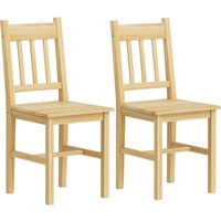 HOMCOM Dining Chairs Set of 2, Kitchen Chair with Slat Back, Pine Wood Structure for Living Room and Dining Room, Natural
